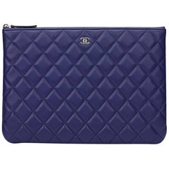 2016 Chanel Blue Quilted Lambskin Medium O Case