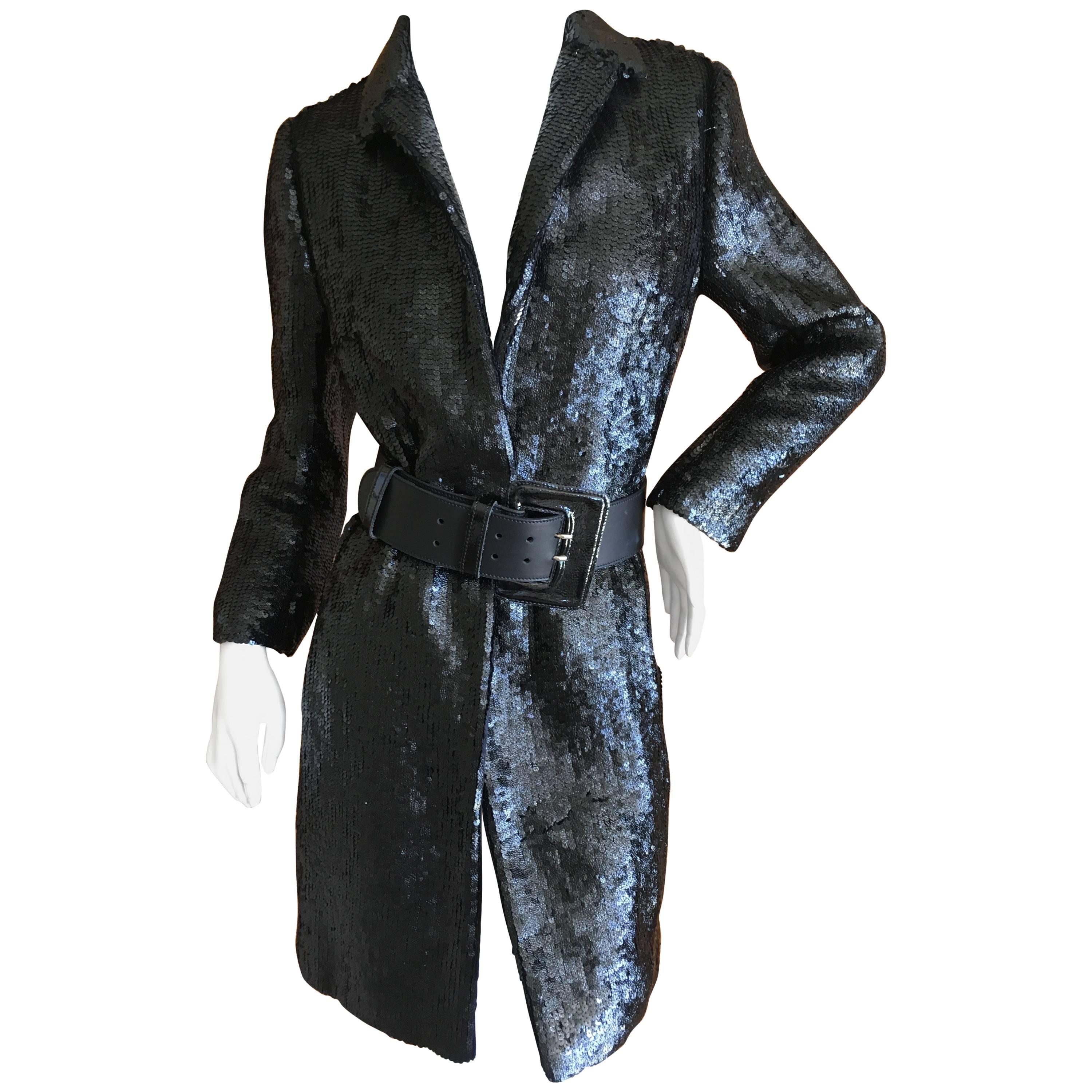 Richard Tyler Couture Vintage Black Sequin Evening Coat