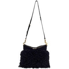Miu Miu Black Wool Knit Crossbody Bag