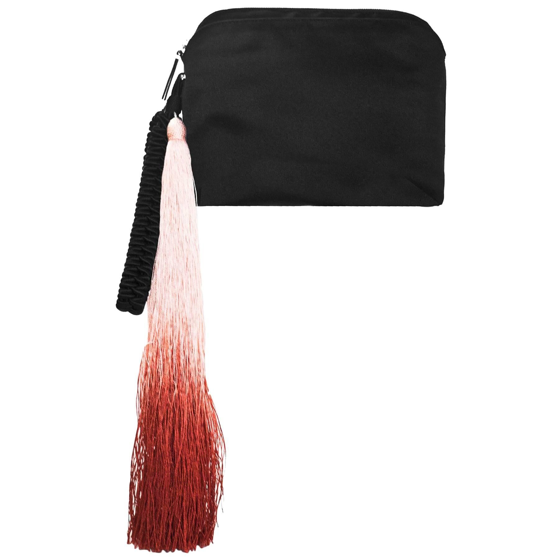 The Row Black Satin and Ombre Tassel Clutch Bag rt. $1, 850