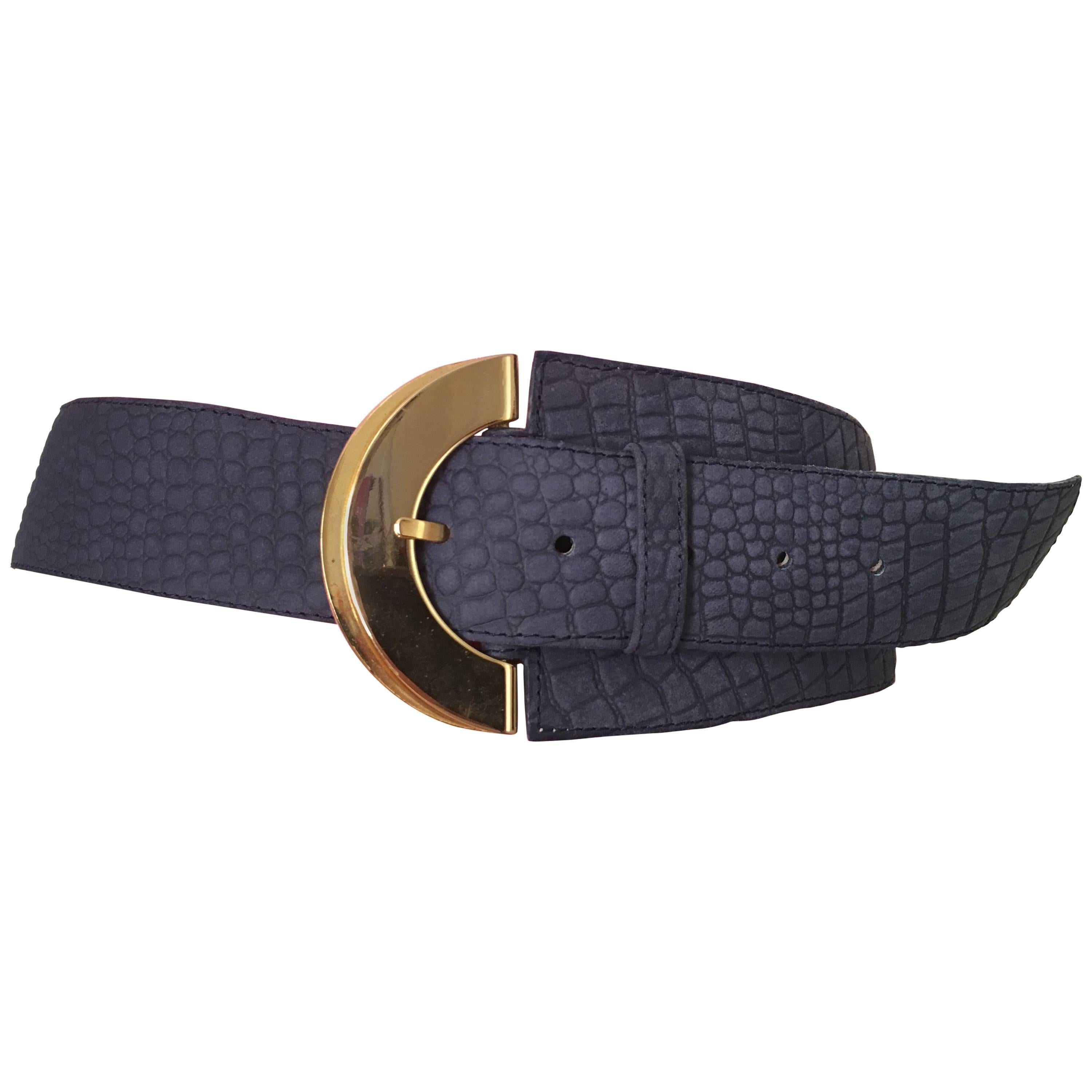 Dior Blue Leather Waist Belt Size Medium. For Sale