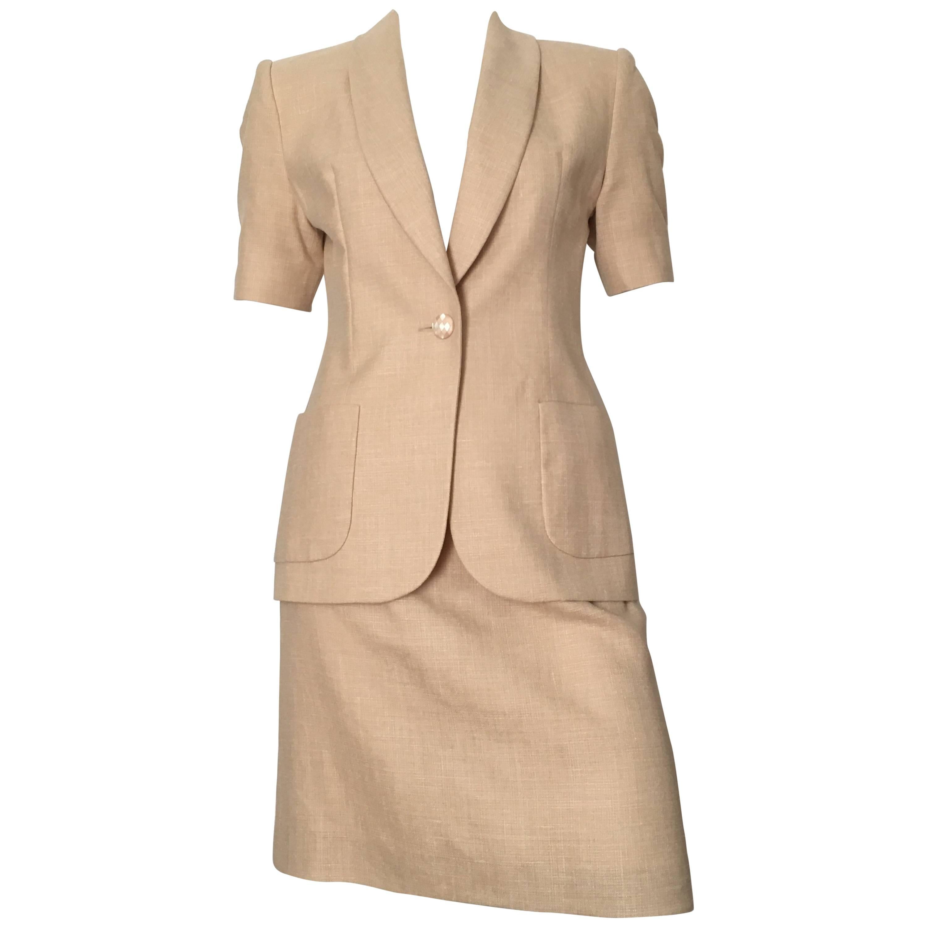 Givenchy Couture 1990s Tan Jacket & Skirt Set Size 6.