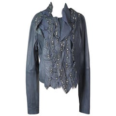 Givenchy Leather Moto Jacket with Tulle, Jewels, and Ruffles