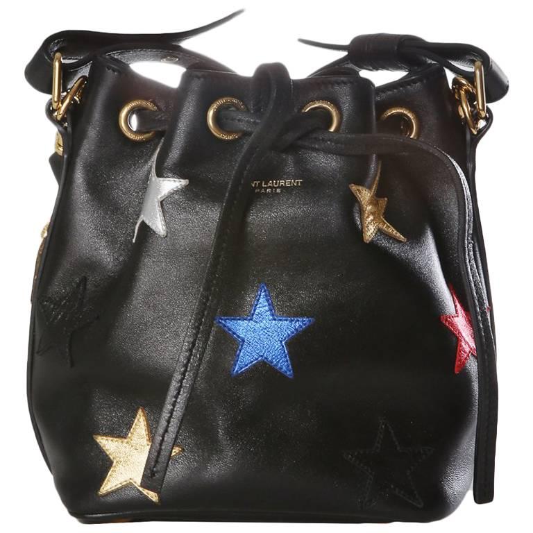 Saint Laurent Mini Leather Bucket Bag with Metallic Stars