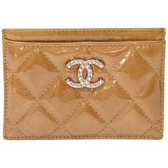 Chanel Bronze Quilted Patent Leather Card Case