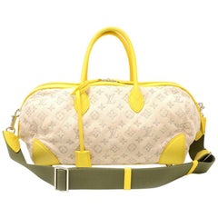 Louis Vuitton Denim Speedy Round PM Yellow Leather 2Way Bag + Strap 