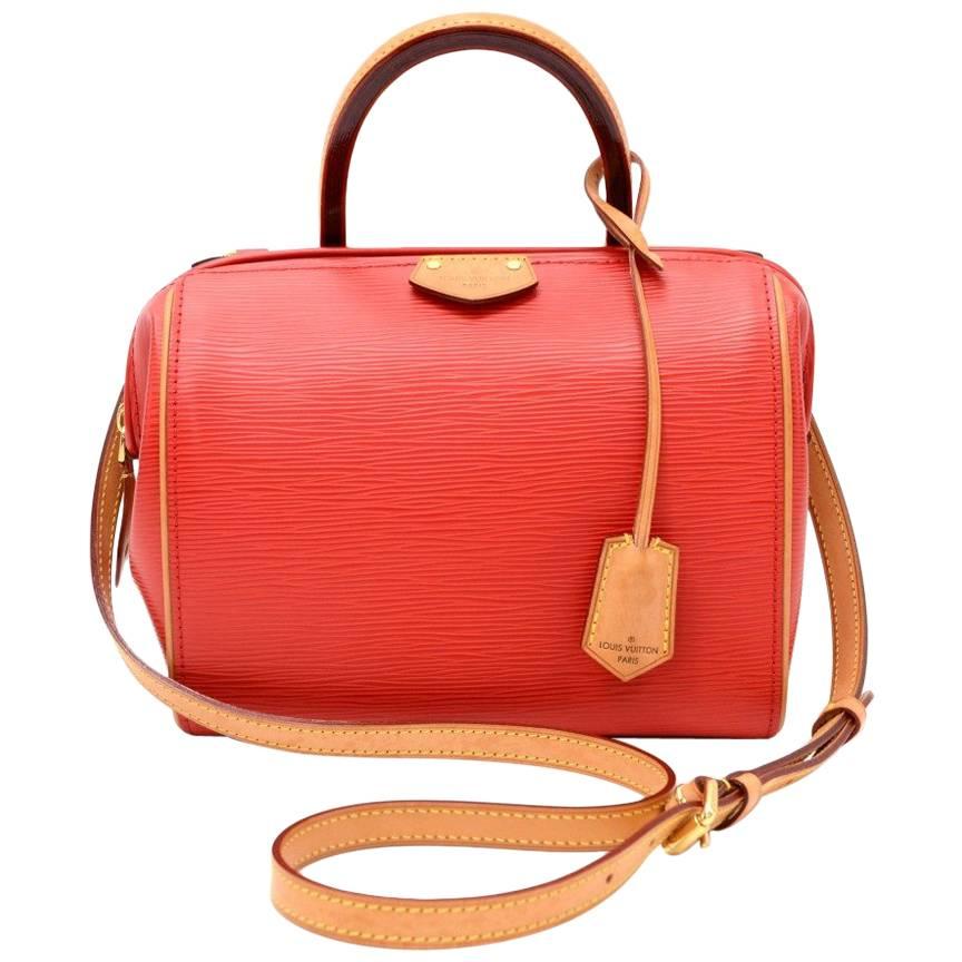Louis Vuitton Doc BB Red Coquelicot Epi Leather Hand Bag + Strap For Sale