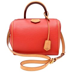 Louis Vuitton Doc BB Red Coquelicot Epi Leather Hand Bag + Strap