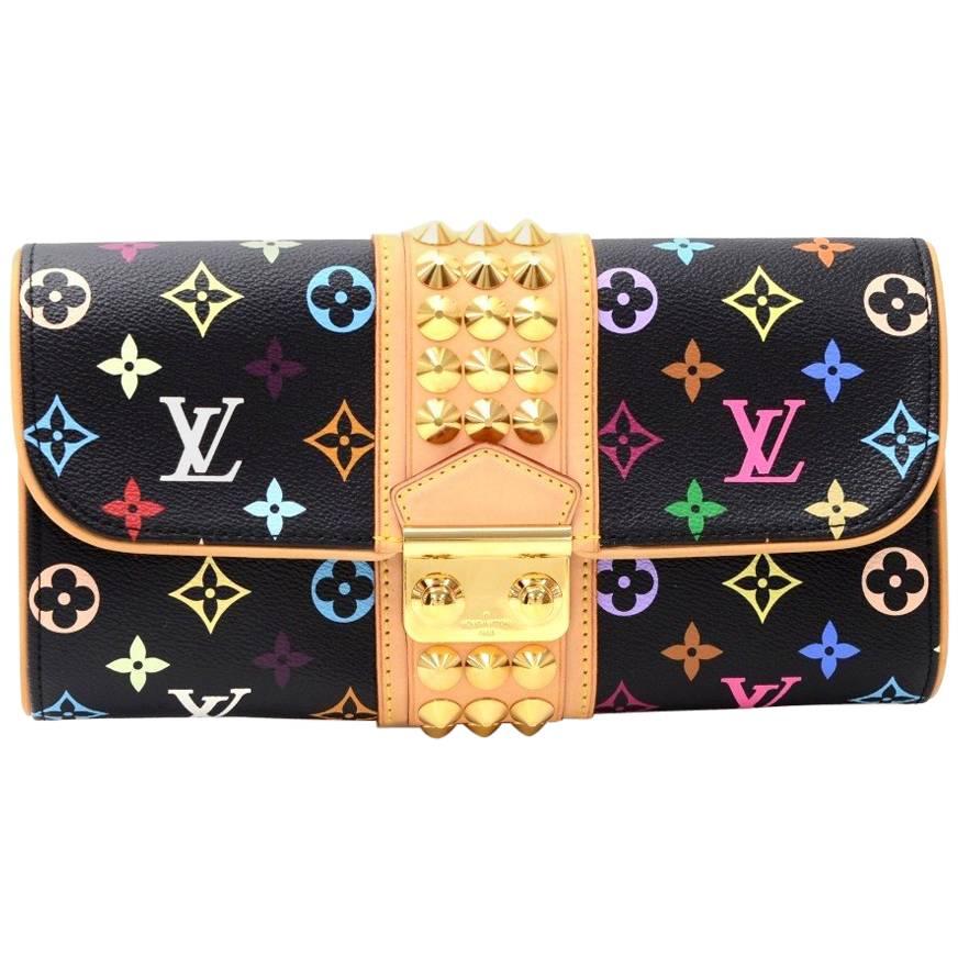 Louis Vuitton Pochette Courtney Black Multicolor Monogram Canvas Clutch Bag
