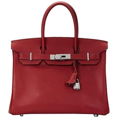 2007 Hermes Rouge Garance Vache Liégée Leather Birkin 30cm