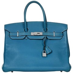 2002 Hermes Blue Jean Fjord Leather Birkin 35cm