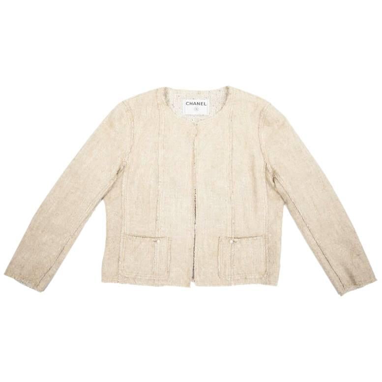 CHANEL Short Jacket in Beige Tweed Size 38FR