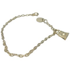 SO CUTE HERMES Vintage Birkin Charm Silver Chaine d'Ancre Bracelet Silver 925