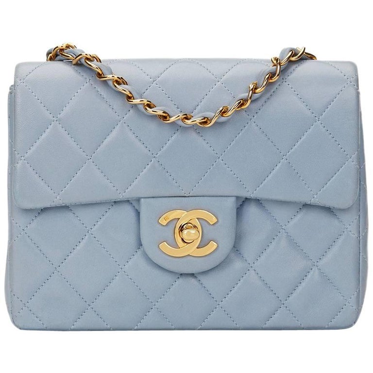 Chanel Medium Classic Double Flap Bag Blue Quilted Caviar Light Gold  Hardware