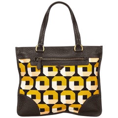 Prada Brown Canvas Shoulder Bag Beige Yellow Leather Cloth Pony-style  calfskin Cloth ref.422416 - Joli Closet