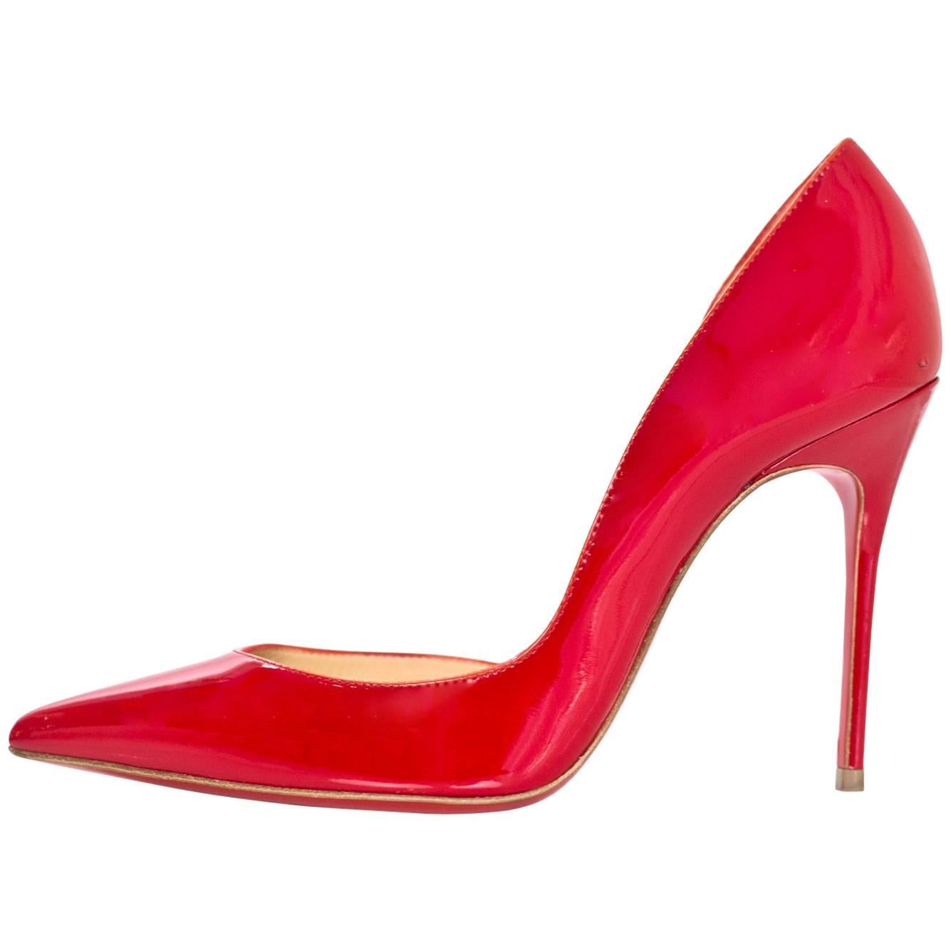 10/5 Christian Louboutin Red Patent Iriza d'Orsay Pumps Sz 36 with DB