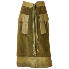 Vintage Gucci Suede and Leather Skirt 1970's