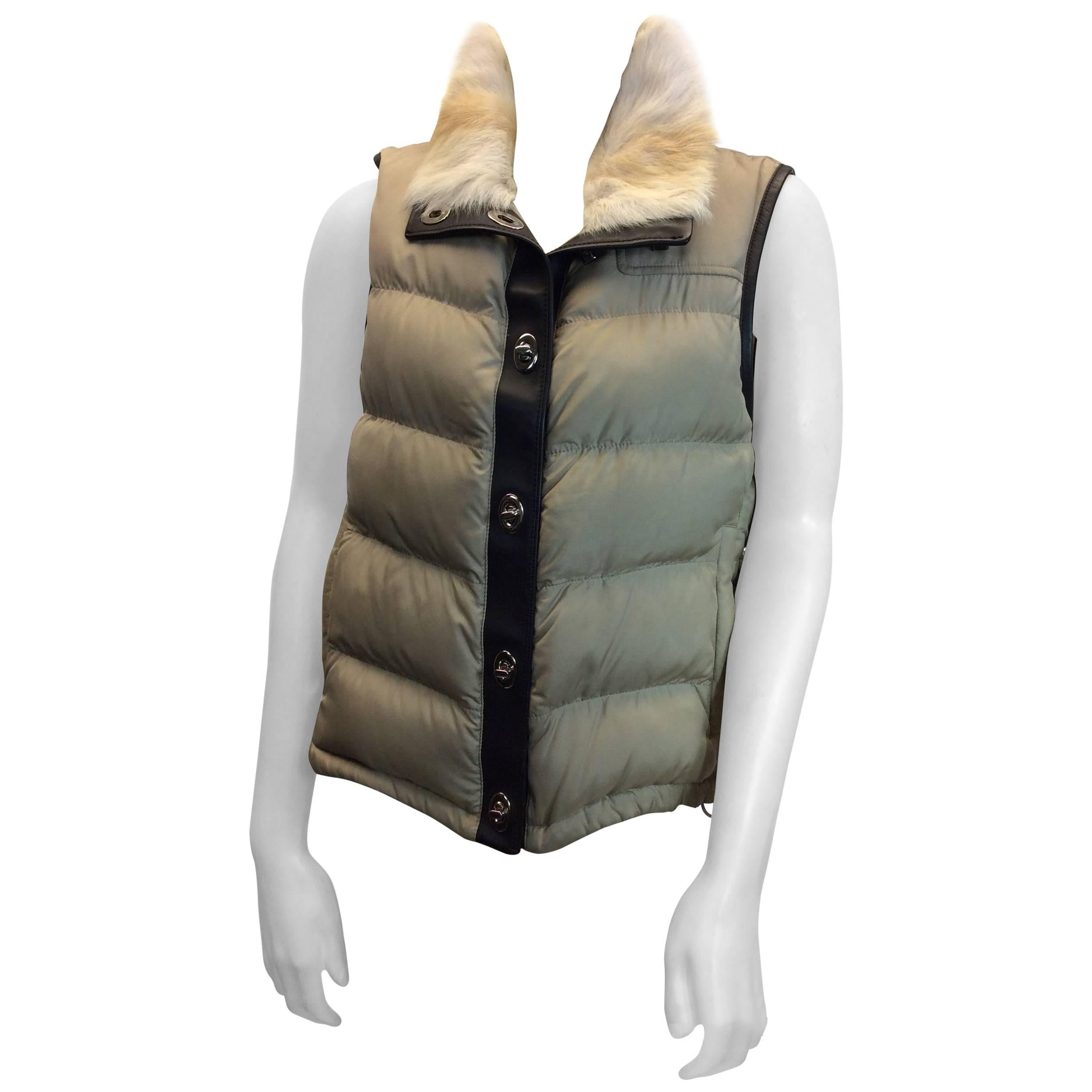 Prada Cream Down Puffer Vest For Sale