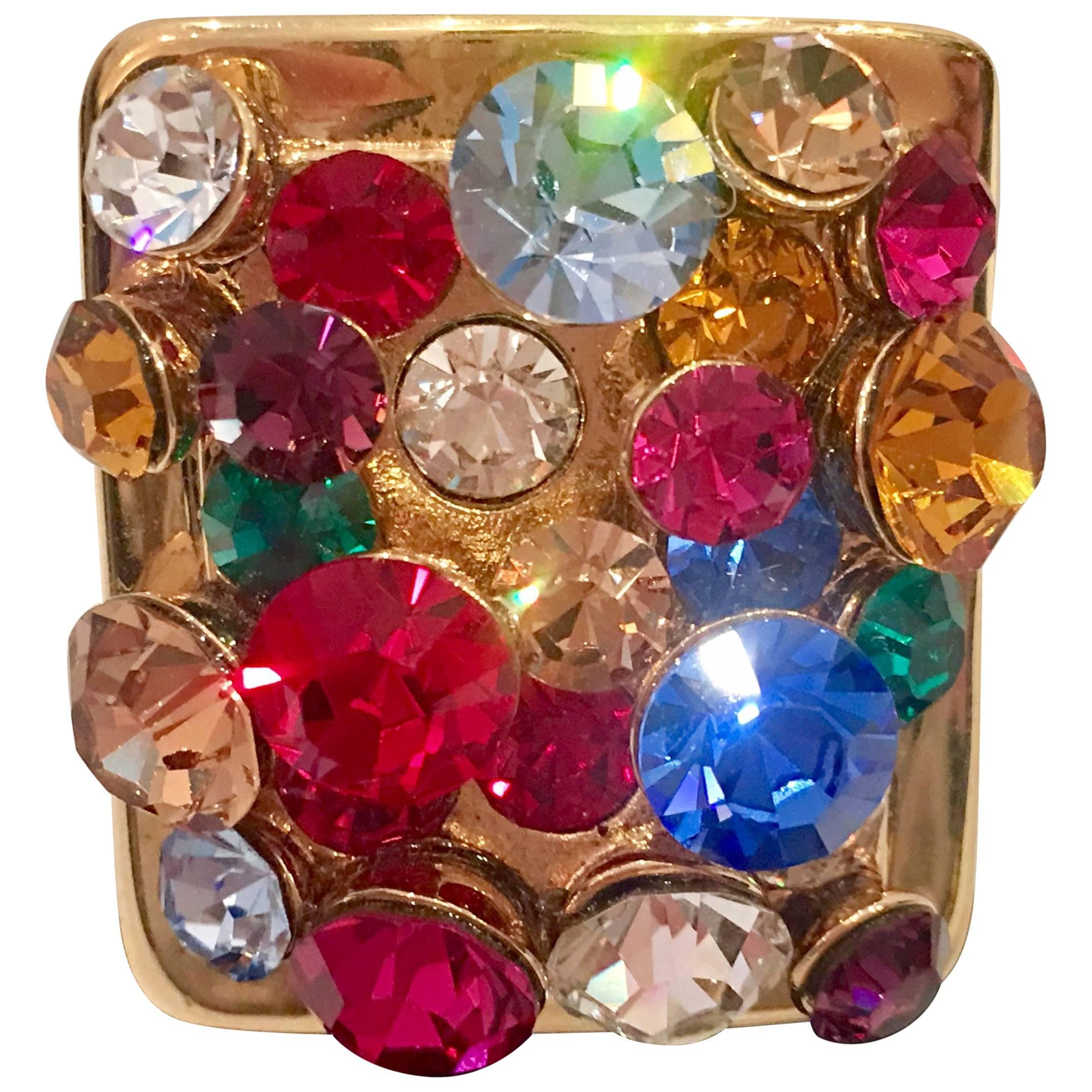 21st Century Gold & Swarovski Crystal Cocktail Ring By, Kate Spade For Sale