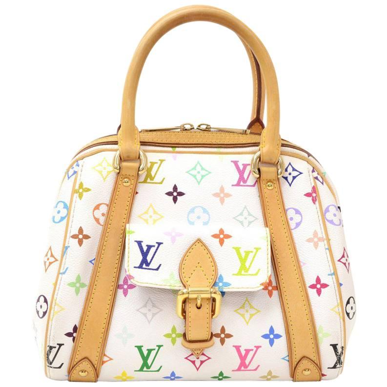 Louis Vuitton Priscilla White Multicolor Monogram Canvas Hand Bag