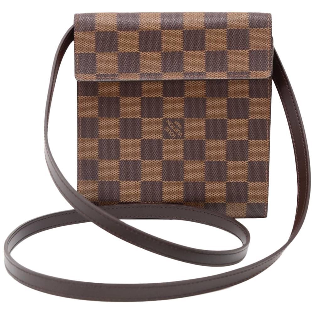 Louis Vuitton Ebene Damier Canvas CD Case + Strap For Sale