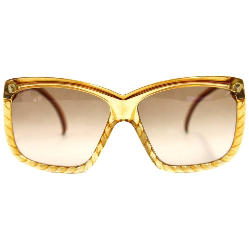 1970s Christian Dior Yellow Intertwined Sunglasses
