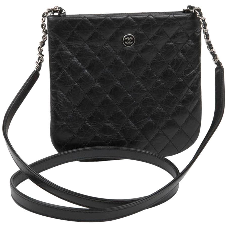 CHANEL Pouch in Aged Black Quilted Leather