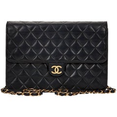 1997 Chanel Black Quilted Lambskin Vintage Classic Single Flap Bag