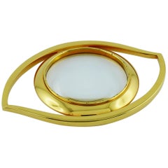 Hermès Vintage Cleopatra Eye Gold Toned Desk Magnifying Glass Paperweight