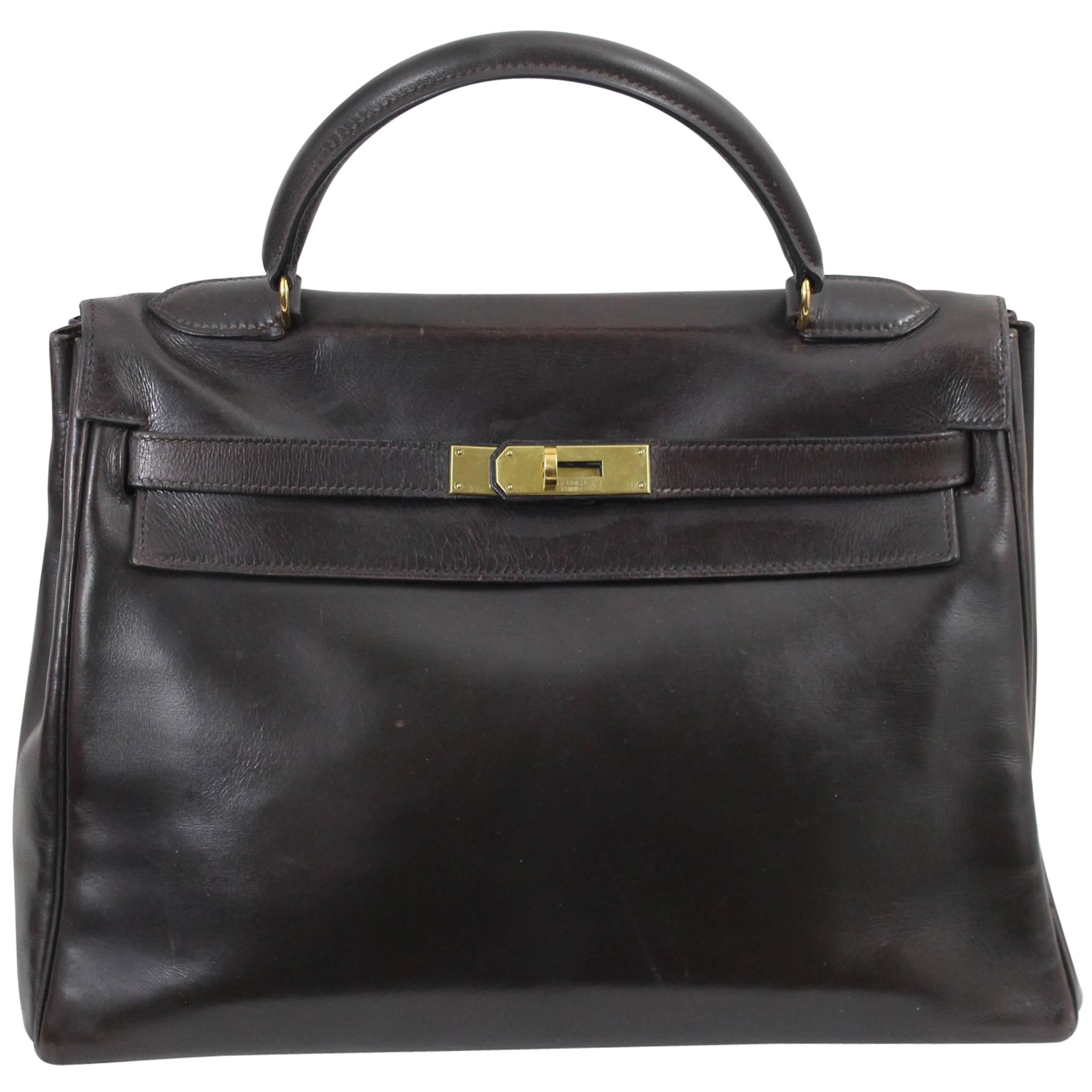 Vintage Hemes Kelly 32 in Brown Chocolate Box Leather