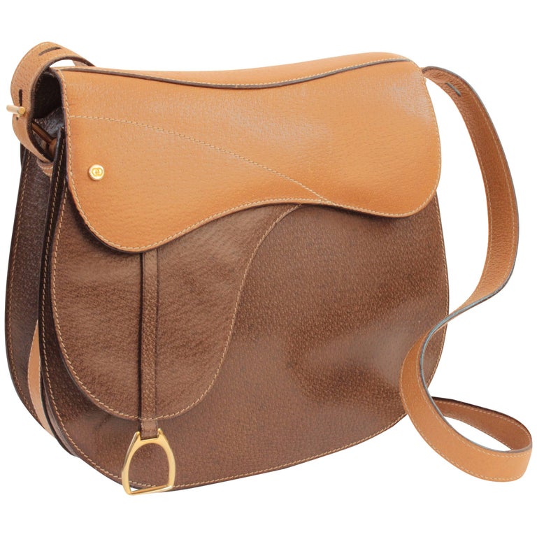 Gucci Saddle Bag with Equestrian Stirrup Charm Pigskin Leather Vintage