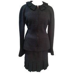 Chanel Vintage Black Boucle Skirt Suit 97A 