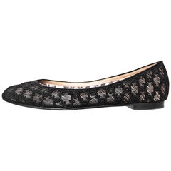 Chanel Black CC Mesh Ballet Flats Sz 42