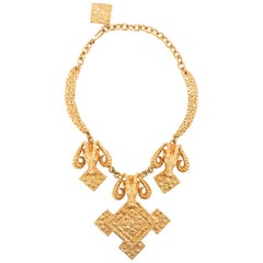 Jules Van Rogue Egyptian Revival gold tone necklace. Circa 1960