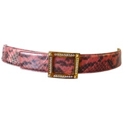 Vintage 1990s Gianni Versace Pink Snakeskin Belt