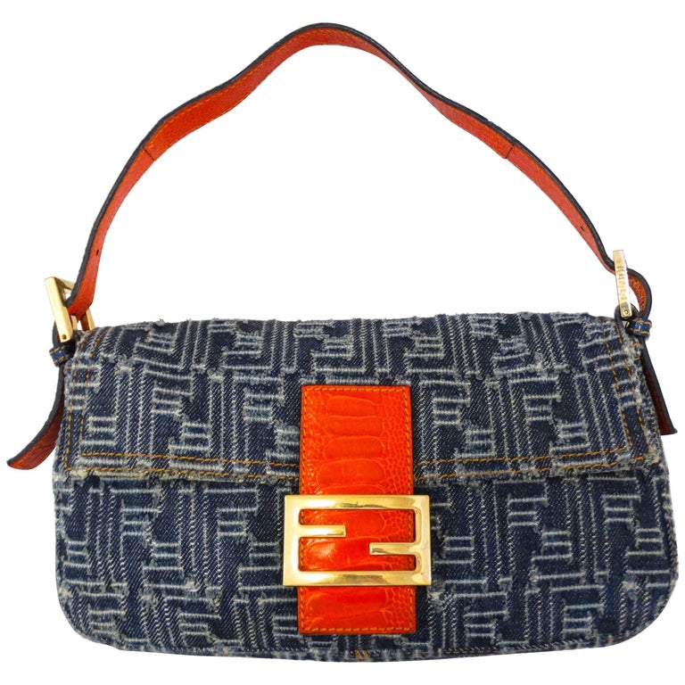 Classic 2000s Fendi Denim Baguette at 1stDibs