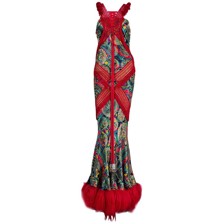 John Galliano damask and Mongolian lamb runway gown, 2002, offered by  Black Cat Vintage