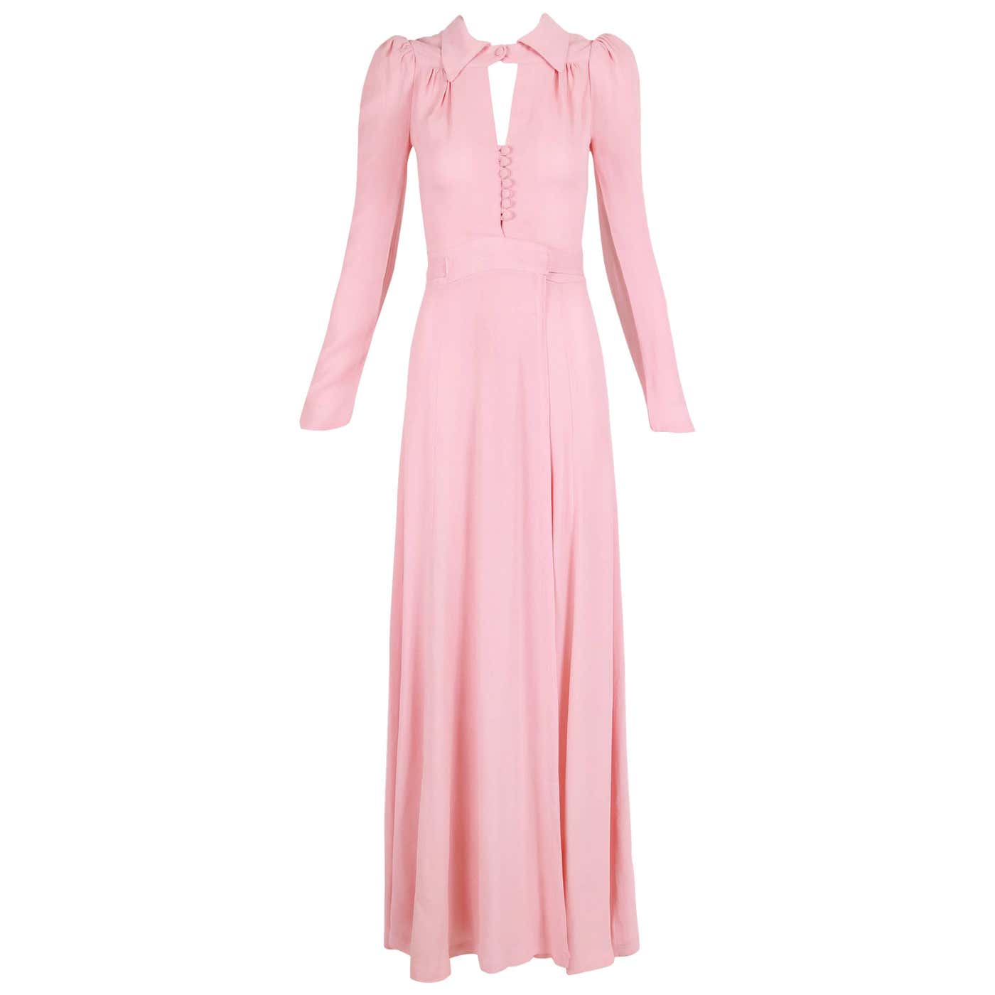 Ossie Clark For Radley Pink Crepe Maxi Dress With Keyhole Neckline For ...