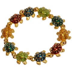 Kenneth Jay Lane - Bracelet fantaisie "Tortues" multicolores et multi-émail