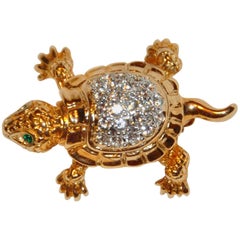 Van Dell Broche « tortue » en or doré et faux diamant avec quincaillerie