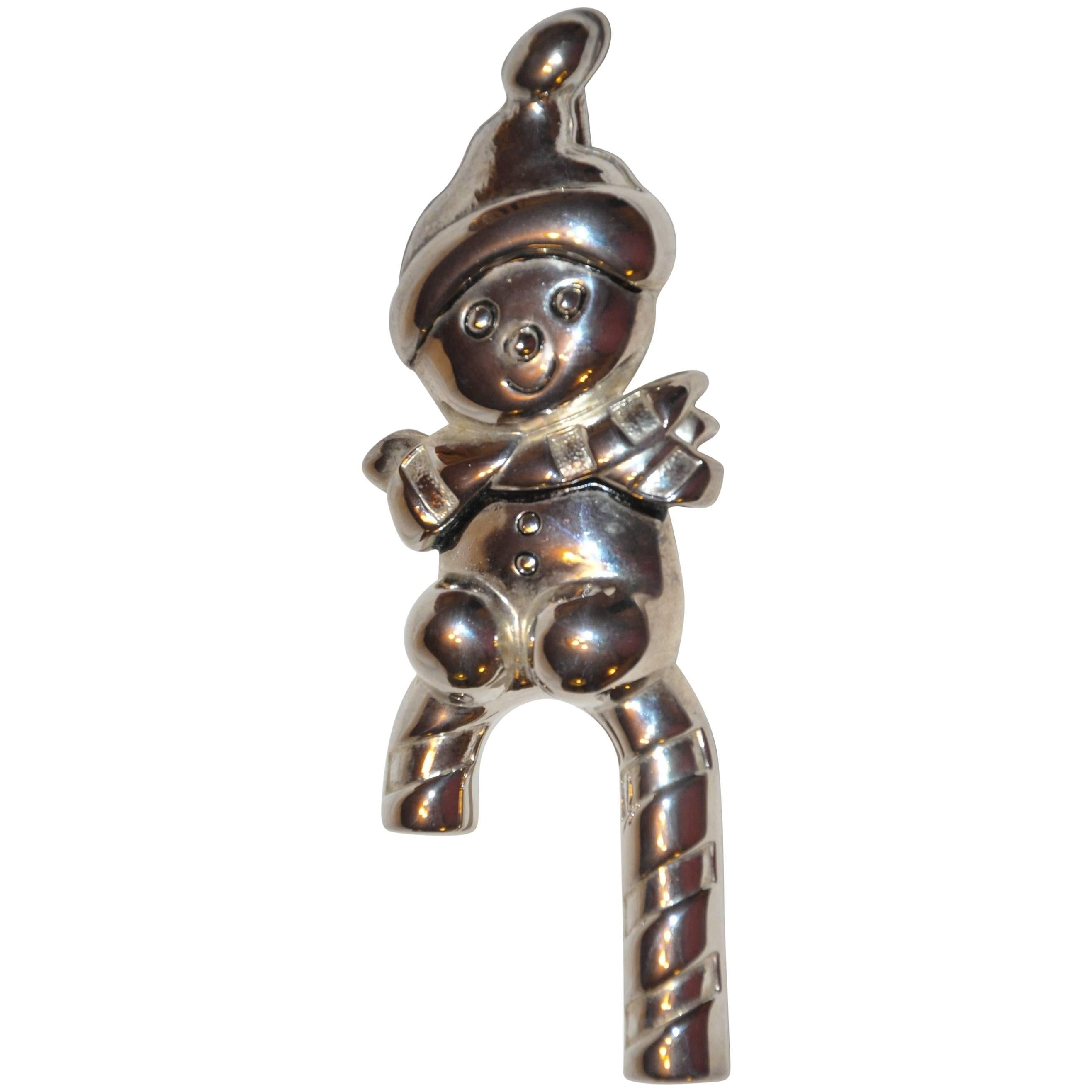 925 Sterling Huge Christmas "Snowman and Candy Cane" Brooch  
