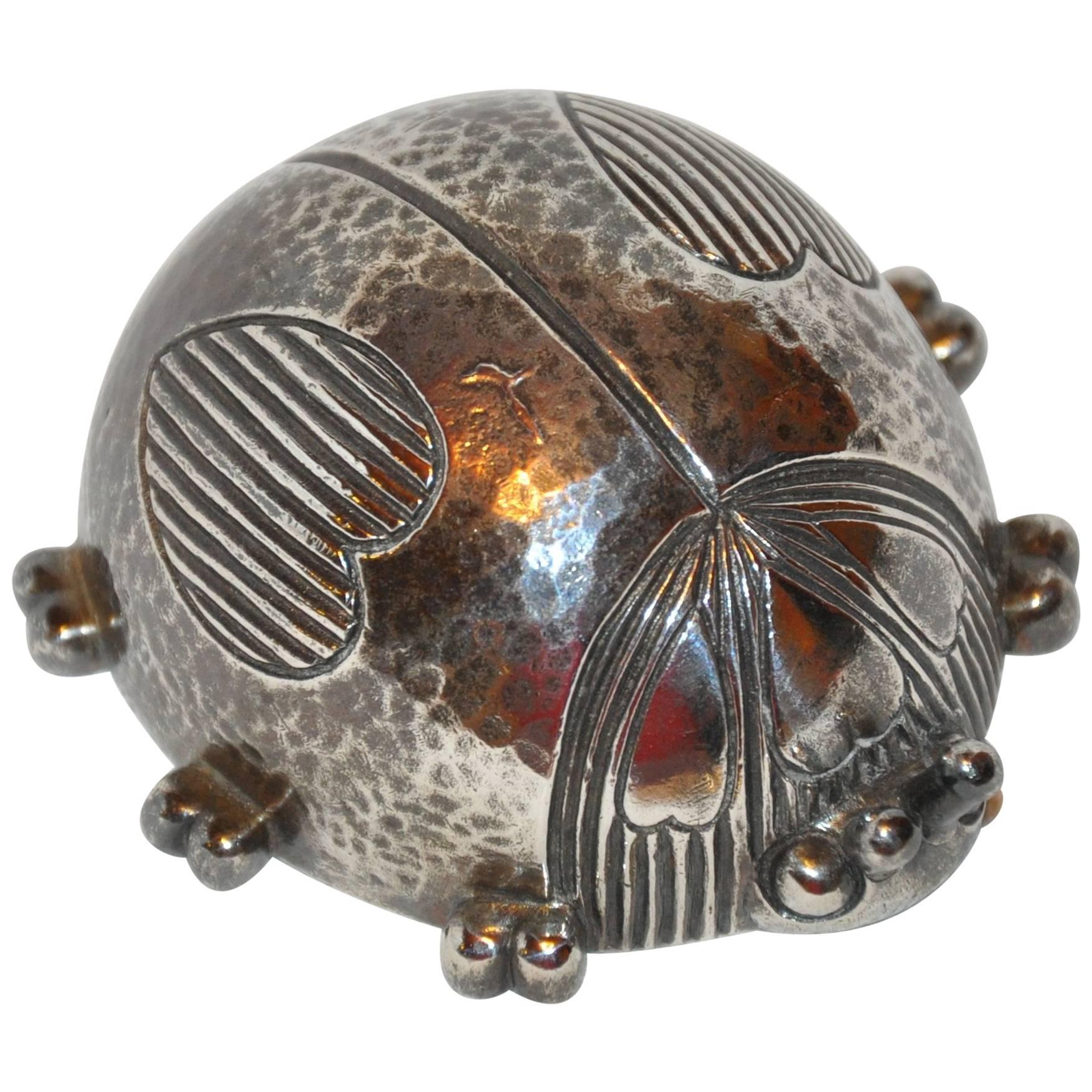 Reed & Barton Sterling Silver Plated "Lady Bug" Musical Wind-Up  For Sale
