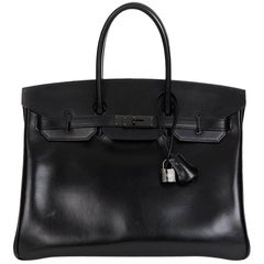 2010 Hermes Black Box Calf Leather SO Black Birkin 35cm