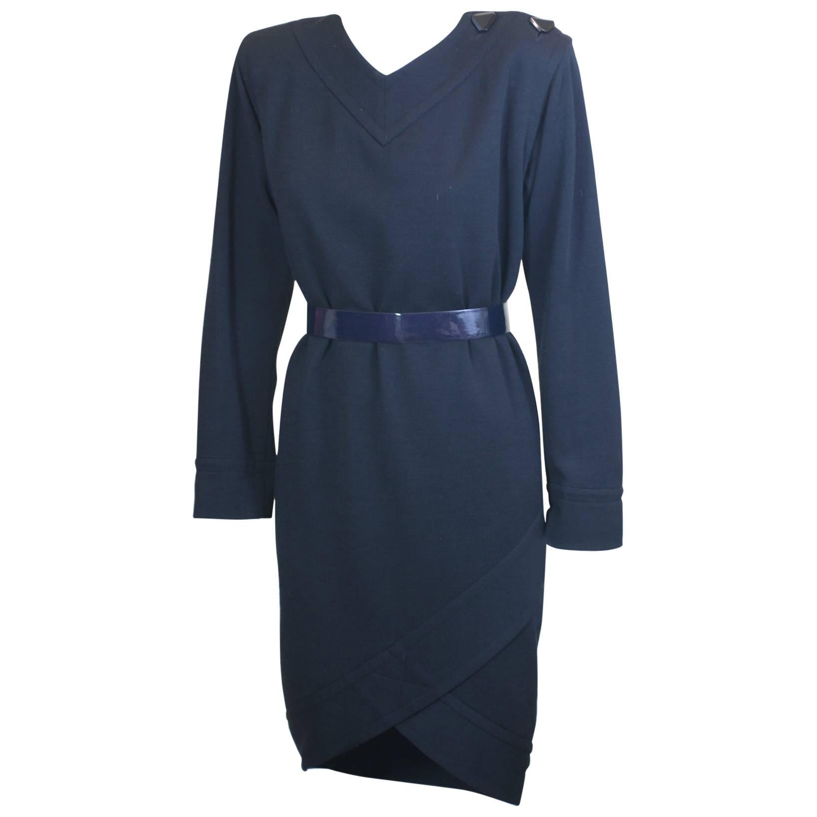 Yves Saint Laurent Jersey Faux Wrap Dress For Sale