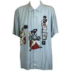 Vintage Takeo Kikuchi for Charivari Men's Rayon Print Jazz Band Camp Shirt