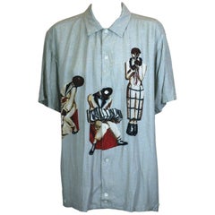 Takeo Kikuchi per Charivari Camicia Jazz Band Camp da uomo con stampa in rayon