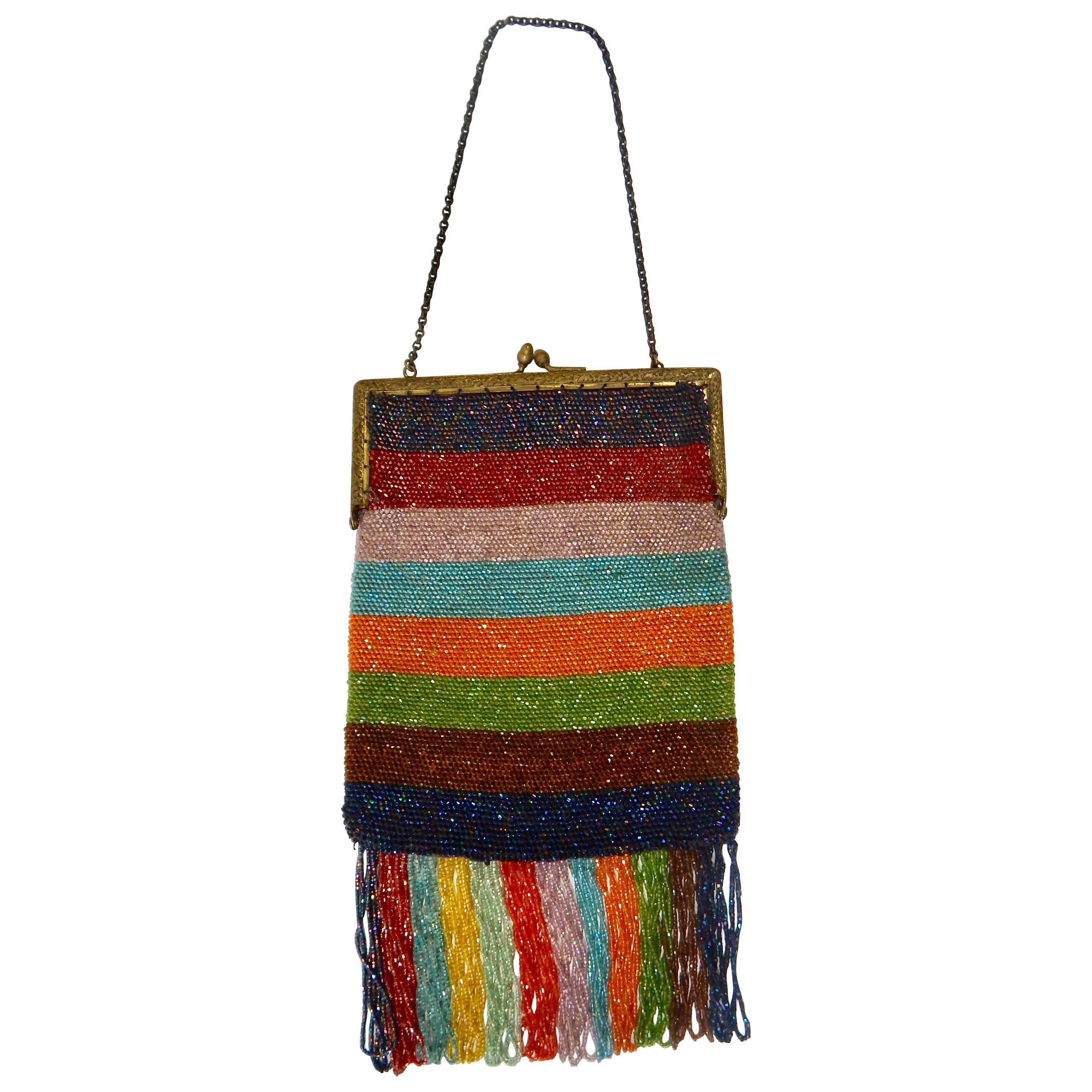 Vintage 1920s Beaded Purse For Sale