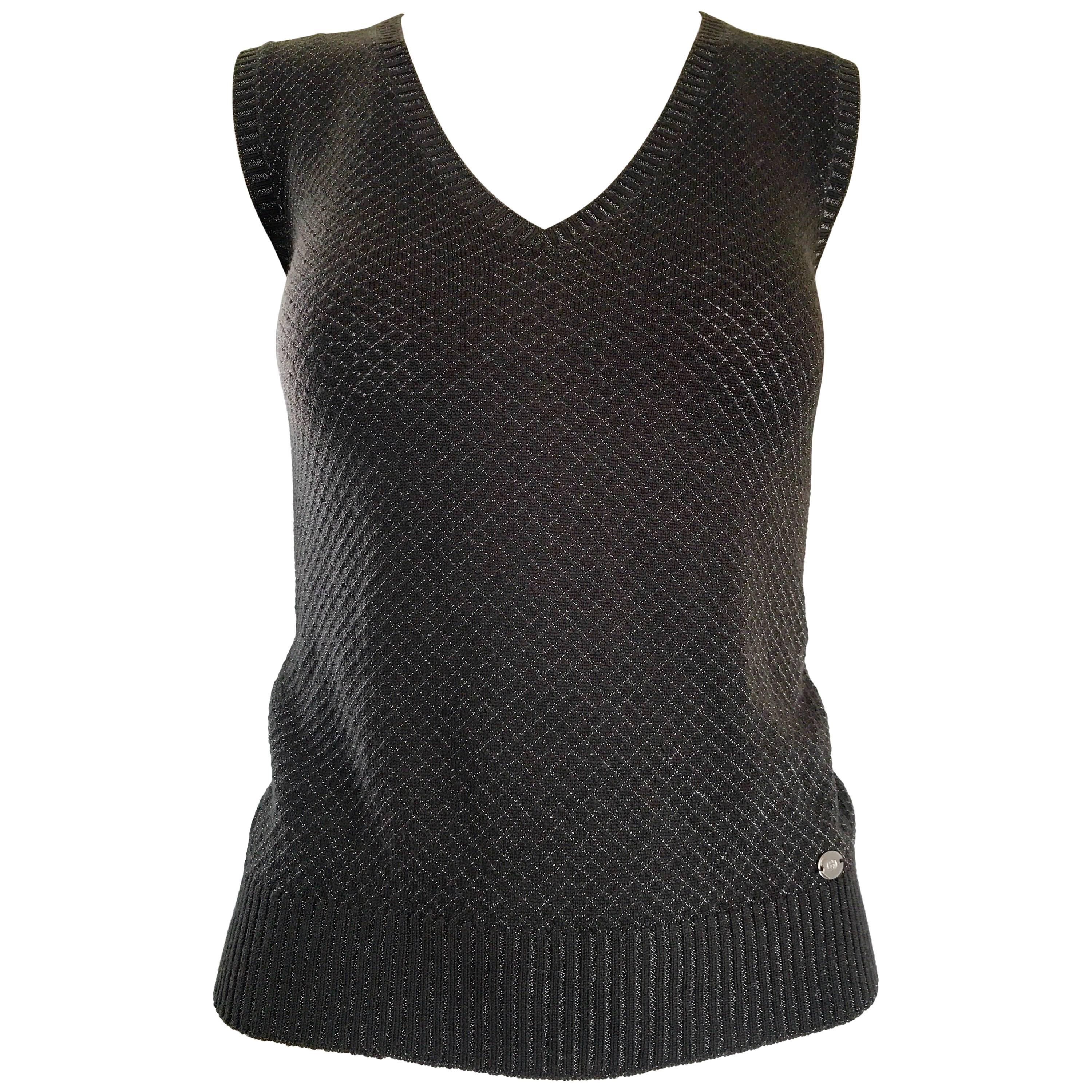 Tom Ford For Gucci Brown and Silver Sleeveless 1990s Vintage 90s Sweater Vest