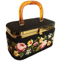 Vintage J R Florida Tapestry Box Purse Handbag