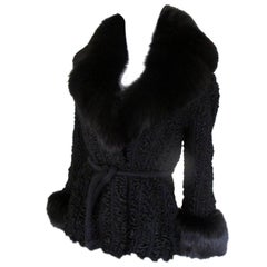 Black Persian Lamb Fox Fur Jacket